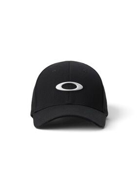 Oakley A-Flex Fitted Baseball Hat Black White Ellipse Logo Cap Men's Size S/M